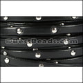 5mm flat STUDDED leather BLACK - meter