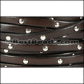 5mm flat STUDDED leather CHOCOLATE - meter