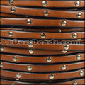 5mm flat STUDDED leather TAN - meter
