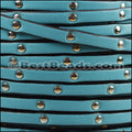 5mm flat STUDDED leather PASTEL TURQUOISE - meter