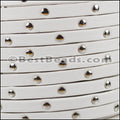 5mm flat STUDDED leather WHITE - meter