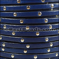 5mm flat STUDDED leather ELECTRIC BLUE - meter