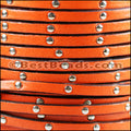 5mm flat STUDDED leather RUST - meter