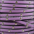 5mm flat STUDDED leather LILAC - meter