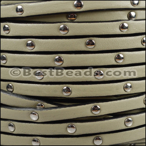5mm flat STUDDED leather CEMENT - meter