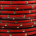 5mm flat STUDDED leather RED - meter