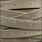10mm flat STUDDED ARIZONA leather TAUPE - meter