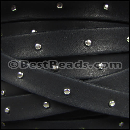 10mm flat STUDDED ARIZONA leather BLACK - meter