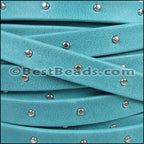 10mm flat STUDDED ARIZONA leather TURQUOISE - meter