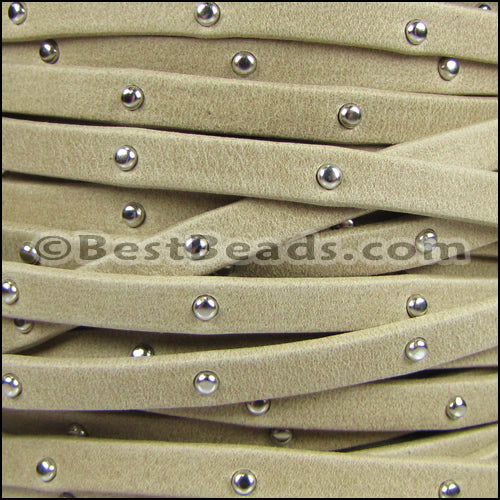 5mm flat STUDDED ARIZONA leather SAND - meter