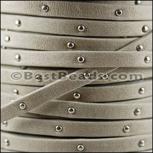 5mm flat STUDDED ARIZONA leather TAUPE - meter