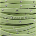 5mm flat STUDDED ARIZONA leather KEY LIME GREEN - meter