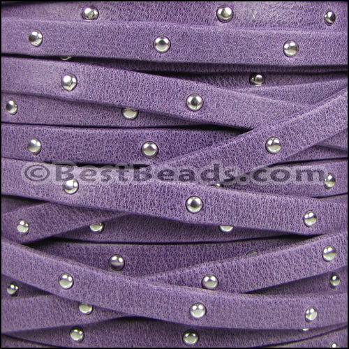 5mm flat STUDDED ARIZONA leather VIOLET - meter