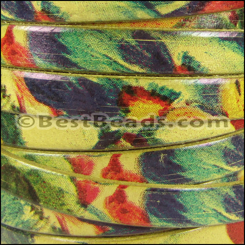 10mm flat WATERCOLOR leather FLORAL YELLOW - meter
