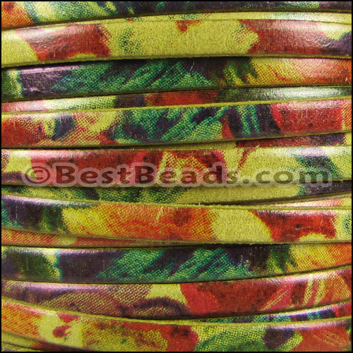 5mm flat WATERCOLOR leather FLORAL YELLOW - meter
