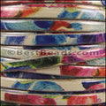 5mm flat WATERCOLOR leather FLORAL TAN - meter