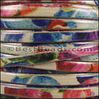 5mm flat WATERCOLOR leather FLORAL TAN - meter