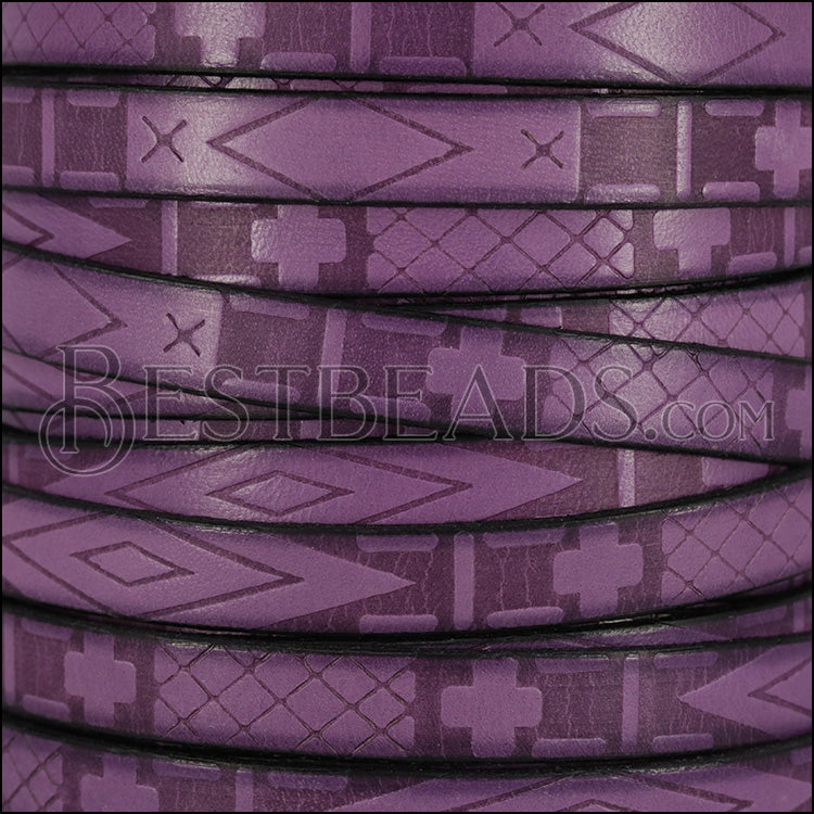 10mm flat IMPRINTED SOUTH WESTERN leather PURPLE - 1 meter