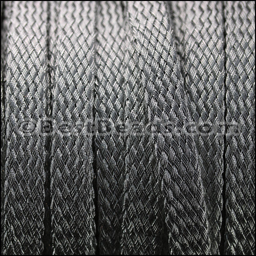 10mm flat WOVEN MESH cord GUNMETAL - meter