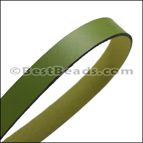 15mm flat leather OLIVE GREEN - approx. 3 feet