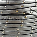 5mm flat STUDDED leather METALLIC GUNMETAL - meter