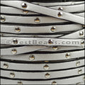 5mm flat STUDDED leather METALLIC ANT. SILVER - meter