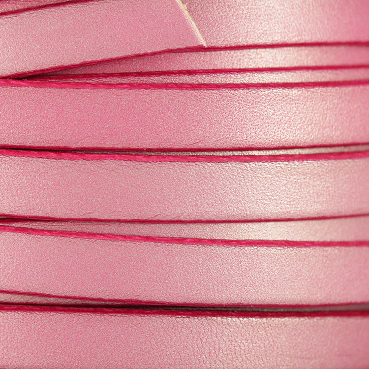 10mm flat leather CANDY SHIMMER FUCHSIA - meter