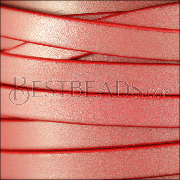 10mm flat leather CANDY SHIMMER RED - meter