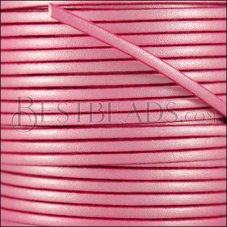 3mm flat leather CANDY SHIMMER FUCHSIA - meter
