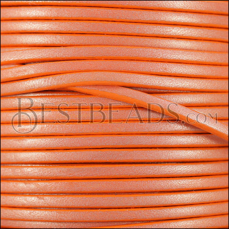 3mm flat leather CANDY SHIMMER ORANGE - meter