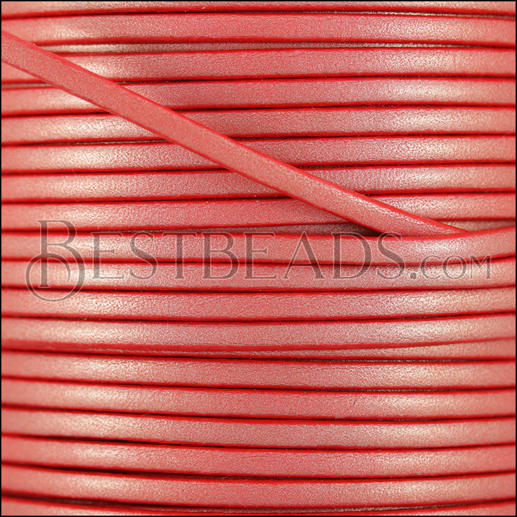3mm flat leather CANDY SHIMMER RED - meter