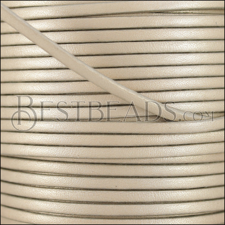 3mm flat leather CANDY SHIMMER CHAMPAGNE - meter