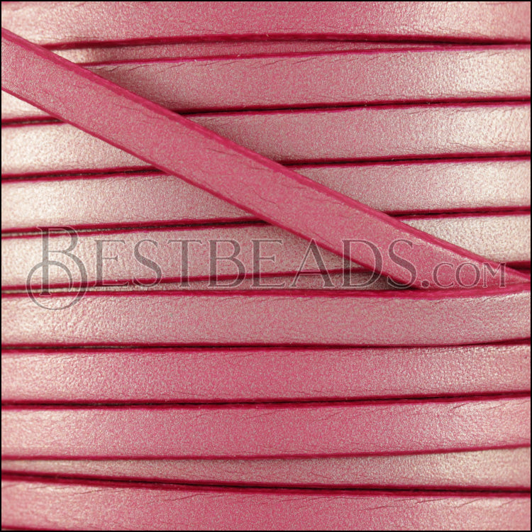 5mm flat leather CANDY SHIMMER FUCHSIA - meter