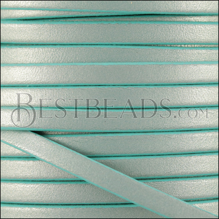 5mm flat leather CANDY SHIMMER TURQUOISE - meter