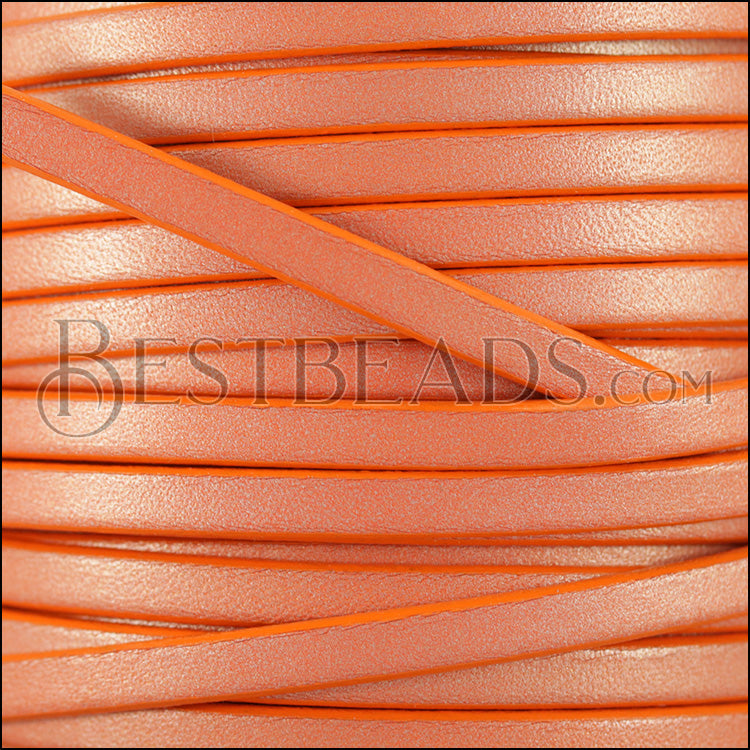 5mm flat leather CANDY SHIMMER ORANGE - meter