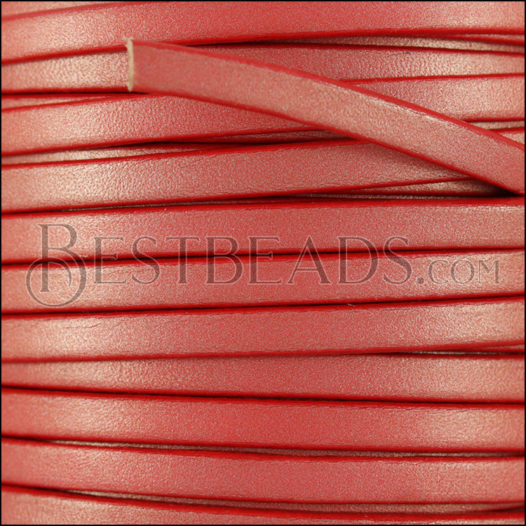 5mm flat leather CANDY SHIMMER RED - meter