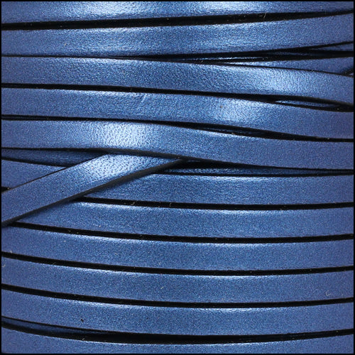 5mm flat leather METALLIC DENIM - meter