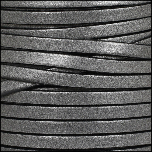 5mm flat leather METALLIC GUNMETAL - meter