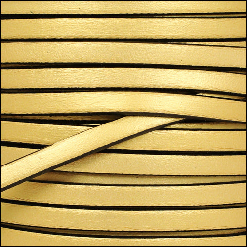 5mm flat leather METALLIC GOLD - meter