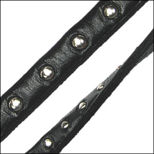 5mm flat STUDDED leather METALLIC SILVER - 1 meter