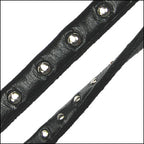 5mm flat STUDDED leather METALLIC SILVER - 1 meter