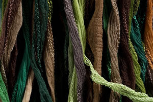 FAIRY Ribbon Mix - Bundle of 25 Mixed Strands Color: EARTH GREEN