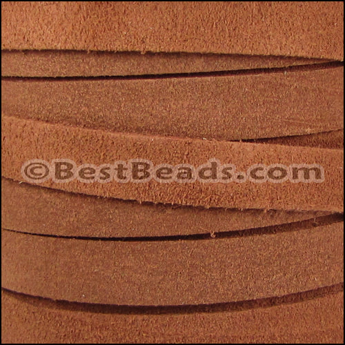10mm flat SUEDE leather MEDIUM BROWN - meter