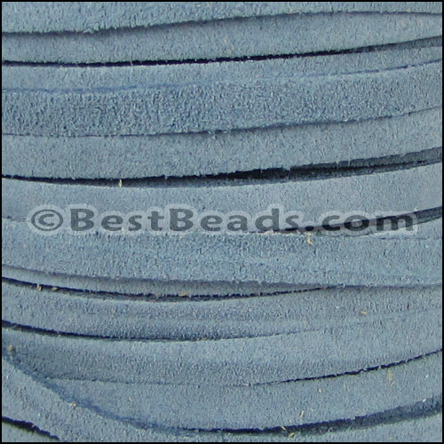 5mm flat SUEDE leather PALE BLUE - meter