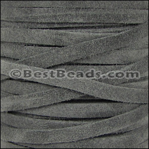 5mm flat SUEDE leather GREY - meter
