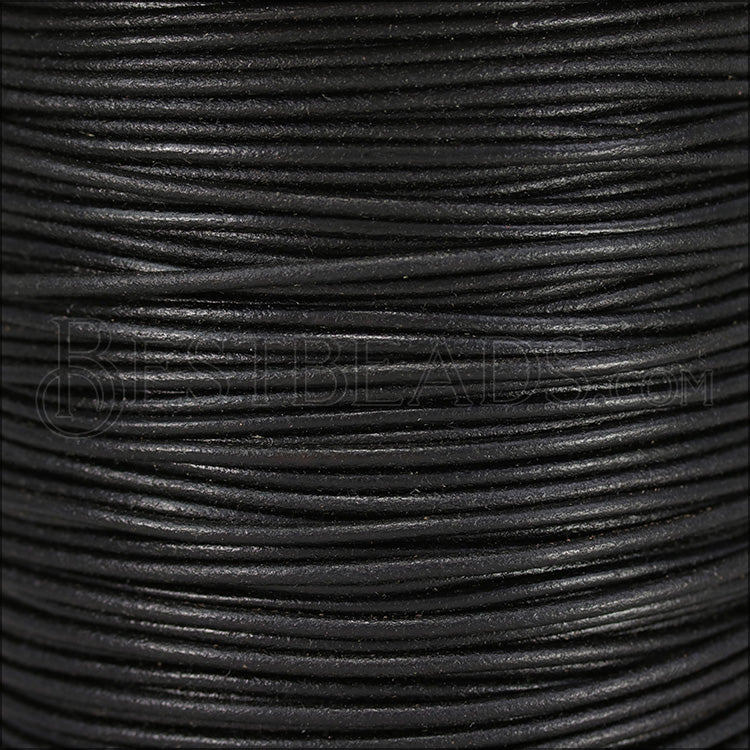 3mm Round Italian Leather BLACK - 10m SPOOL