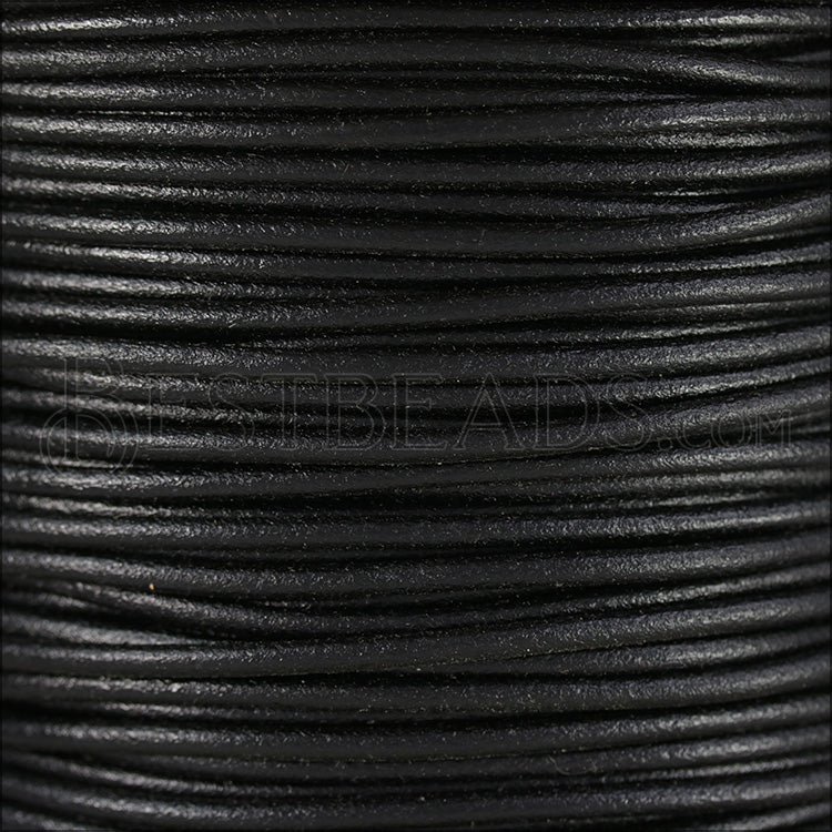 4mm Round Italian Leather BLACK - 10m SPOOL