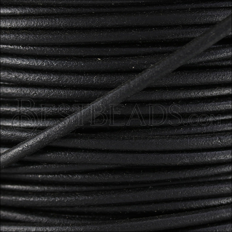 5mm Round Italian Leather BLACK - 10m SPOOL