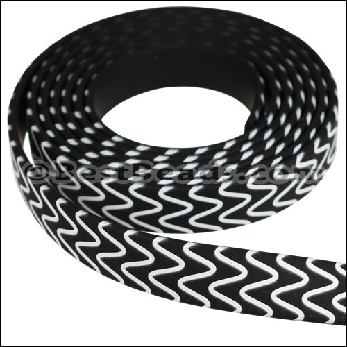 10mm flat FANTASY band B&W WAVES - 1 meter