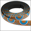 10mm flat FANTASY band TURQ & BROWN CIRCLES - 1 meter